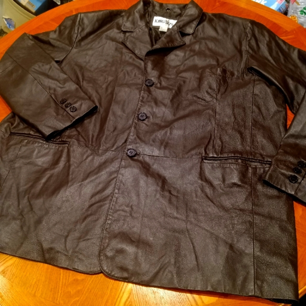Men's Brown KING SIZE Leather Jacket 3XL NEW
